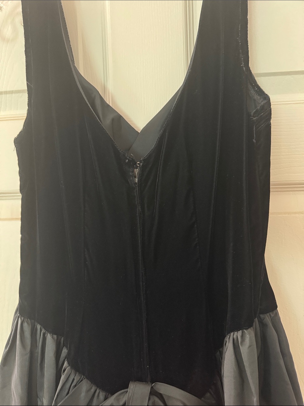 VINTAGE Velvet and Taffeta Black Sleeveless V-Neck Maxi Dress - Classic Evening - Picture 5 of 5